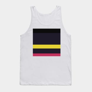 An unparagoned admixture of Anti-Flash White, Raisin Black, Smoky Black, Dark Pink and Piss Yellow stripes. Tank Top